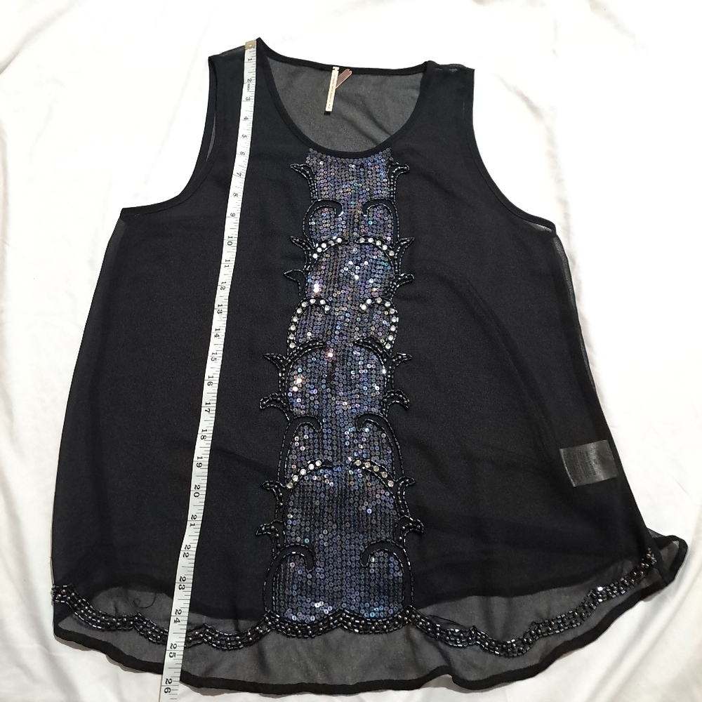 Temperance | Black sheer beaded sleevless shirt - Picture 8 of 9